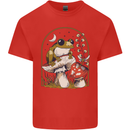A Frog & Mushrooms Foraging Mycology Fungi Mens Cotton T-Shirt Tee Top Red
