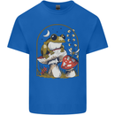 A Frog & Mushrooms Foraging Mycology Fungi Mens Cotton T-Shirt Tee Top Royal Blue
