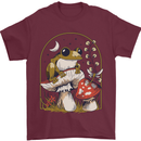 A Frog & Mushrooms Foraging Mycology Fungi Mens T-Shirt 100% Cotton Maroon