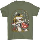 A Frog & Mushrooms Foraging Mycology Fungi Mens T-Shirt 100% Cotton Military Green
