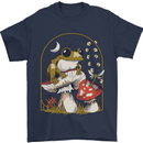 A Frog & Mushrooms Foraging Mycology Fungi Mens T-Shirt 100% Cotton Navy Blue
