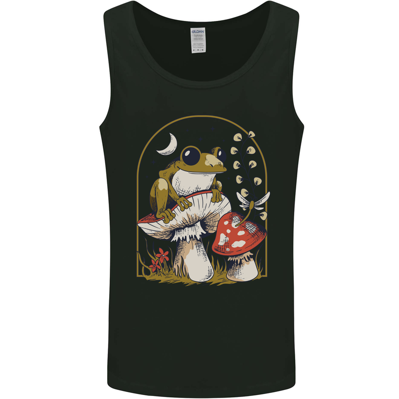 A Frog & Mushrooms Foraging Mycology Fungi Mens Vest Tank Top Black