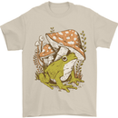 A Frog and Mushrooms Foraging Mycology Fungi Mens T-Shirt 100% Cotton Sand