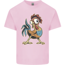 A Funky Rooster Farm Animals Chicken Kids T-Shirt Childrens Light Pink