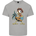 A Funky Rooster Farm Animals Chicken Kids T-Shirt Childrens Sports Grey