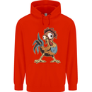 A Funky Rooster Farm Animals Chicken Mens 80% Cotton Hoodie Bright Red