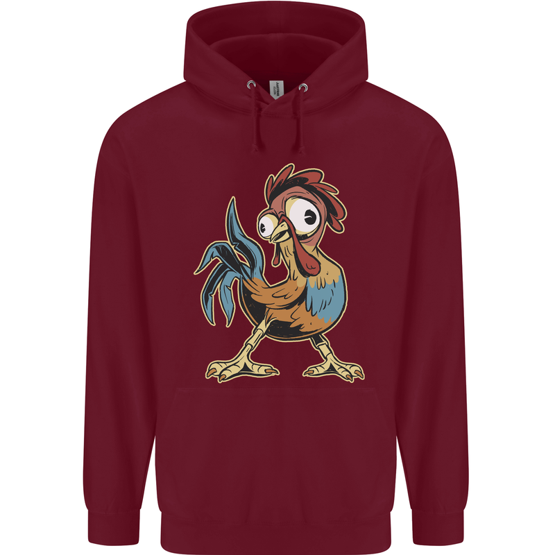 A Funky Rooster Farm Animals Chicken Mens 80% Cotton Hoodie Maroon