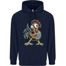 A Funky Rooster Farm Animals Chicken Mens 80% Cotton Hoodie Navy Blue