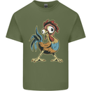 A Funky Rooster Farm Animals Chicken Mens Cotton T-Shirt Tee Top Military Green
