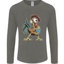 A Funky Rooster Farm Animals Chicken Mens Long Sleeve T-Shirt Charcoal