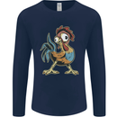 A Funky Rooster Farm Animals Chicken Mens Long Sleeve T-Shirt Navy Blue