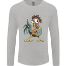 A Funky Rooster Farm Animals Chicken Mens Long Sleeve T-Shirt Sports Grey