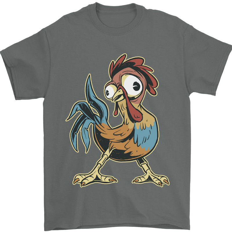 A Funky Rooster Farm Animals Chicken Mens T-Shirt 100% Cotton Charcoal