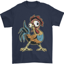 A Funky Rooster Farm Animals Chicken Mens T-Shirt 100% Cotton Navy Blue