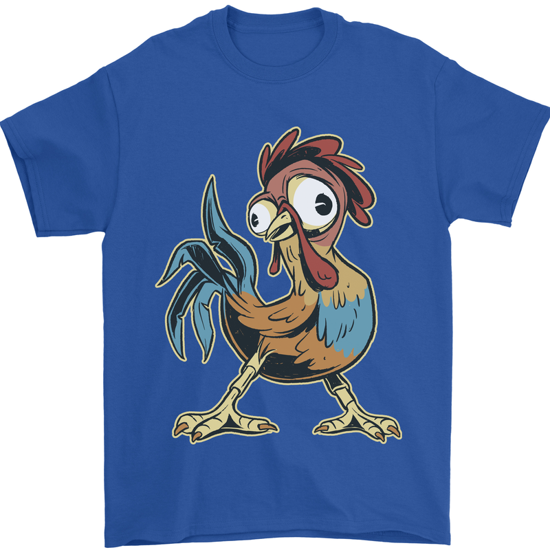 A Funky Rooster Farm Animals Chicken Mens T-Shirt 100% Cotton Royal Blue