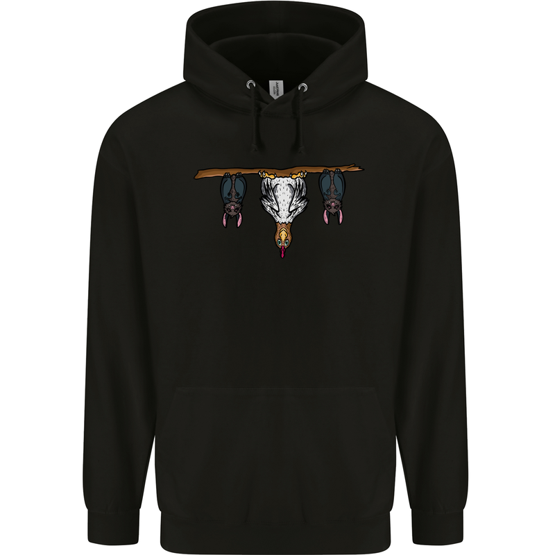 A Funny Chicken With Bats Childrens Kids Hoodie Black