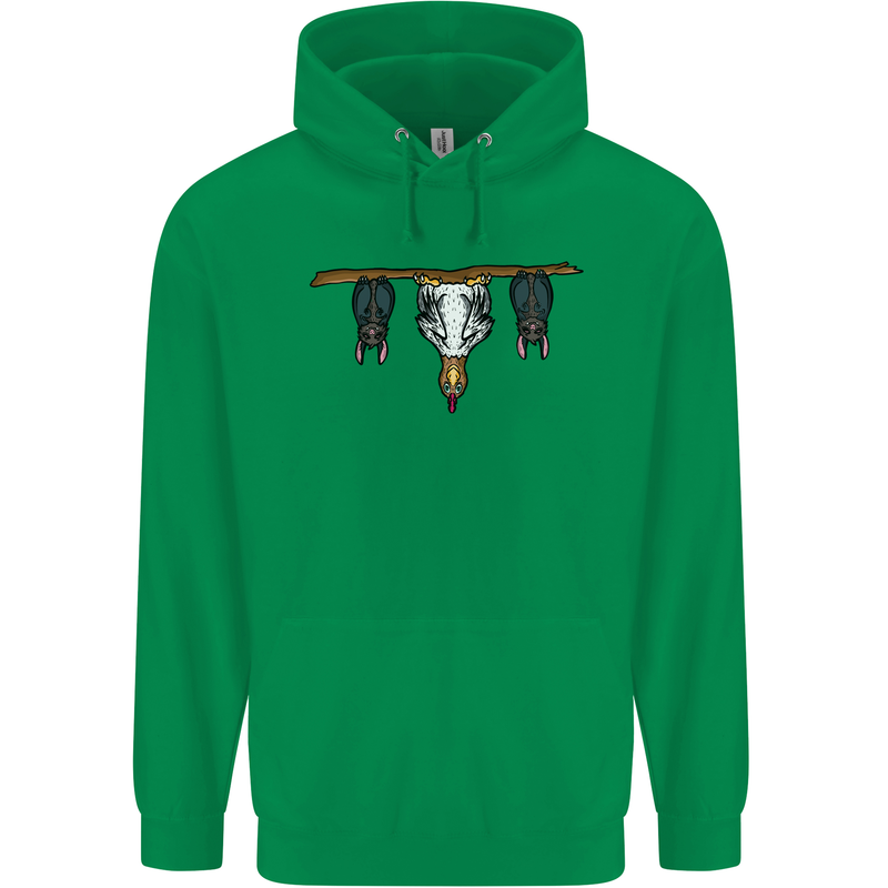 A Funny Chicken With Bats Childrens Kids Hoodie Irish Green