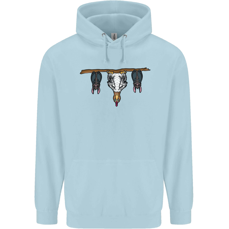 A Funny Chicken With Bats Childrens Kids Hoodie Light Blue