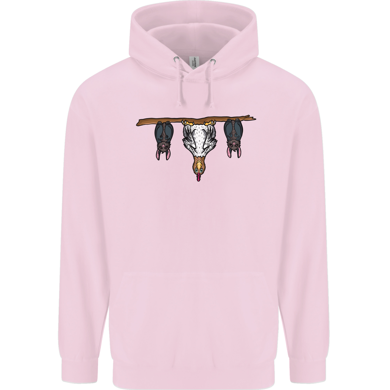 A Funny Chicken With Bats Childrens Kids Hoodie Light Pink