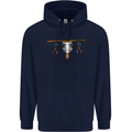 A Funny Chicken With Bats Childrens Kids Hoodie Navy Blue