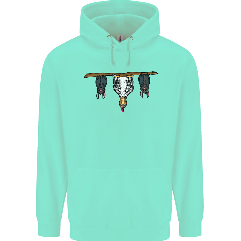 A Funny Chicken With Bats Childrens Kids Hoodie Peppermint