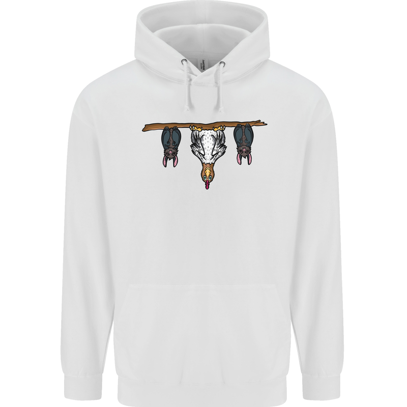 A Funny Chicken With Bats Childrens Kids Hoodie White