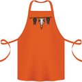 A Funny Chicken With Bats Cotton Apron 100% Organic Orange