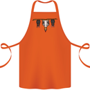 A Funny Chicken With Bats Cotton Apron 100% Organic Orange