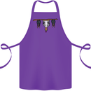 A Funny Chicken With Bats Cotton Apron 100% Organic Purple