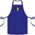 A Funny Chicken With Bats Cotton Apron 100% Organic Royal Blue