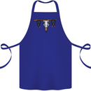 A Funny Chicken With Bats Cotton Apron 100% Organic Royal Blue
