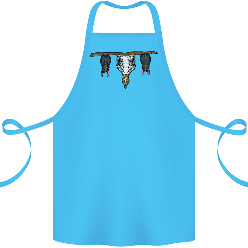 A Funny Chicken With Bats Cotton Apron 100% Organic Turquoise