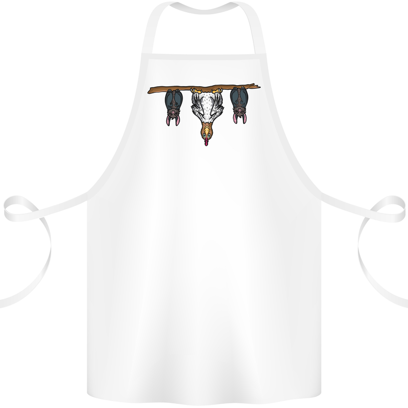 A Funny Chicken With Bats Cotton Apron 100% Organic White