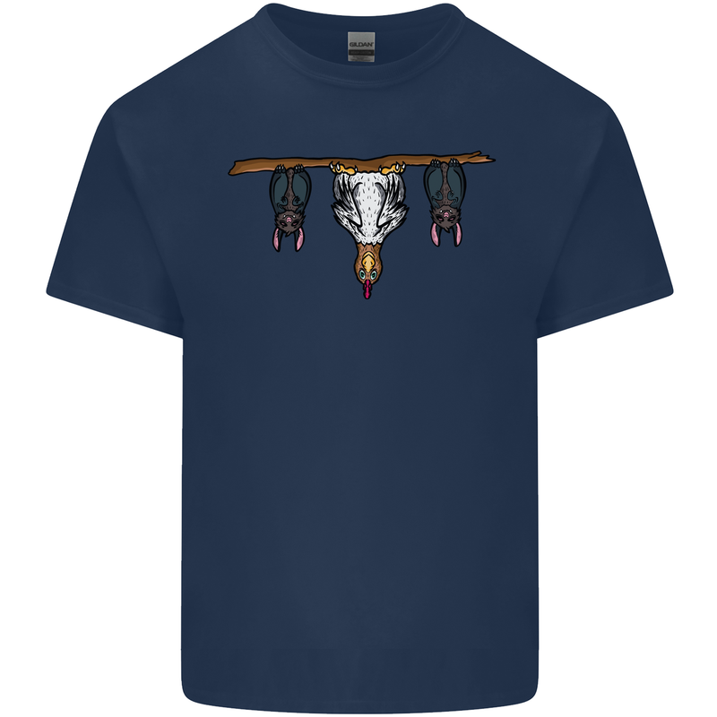 A Funny Chicken With Bats Kids T-Shirt Childrens Navy Blue