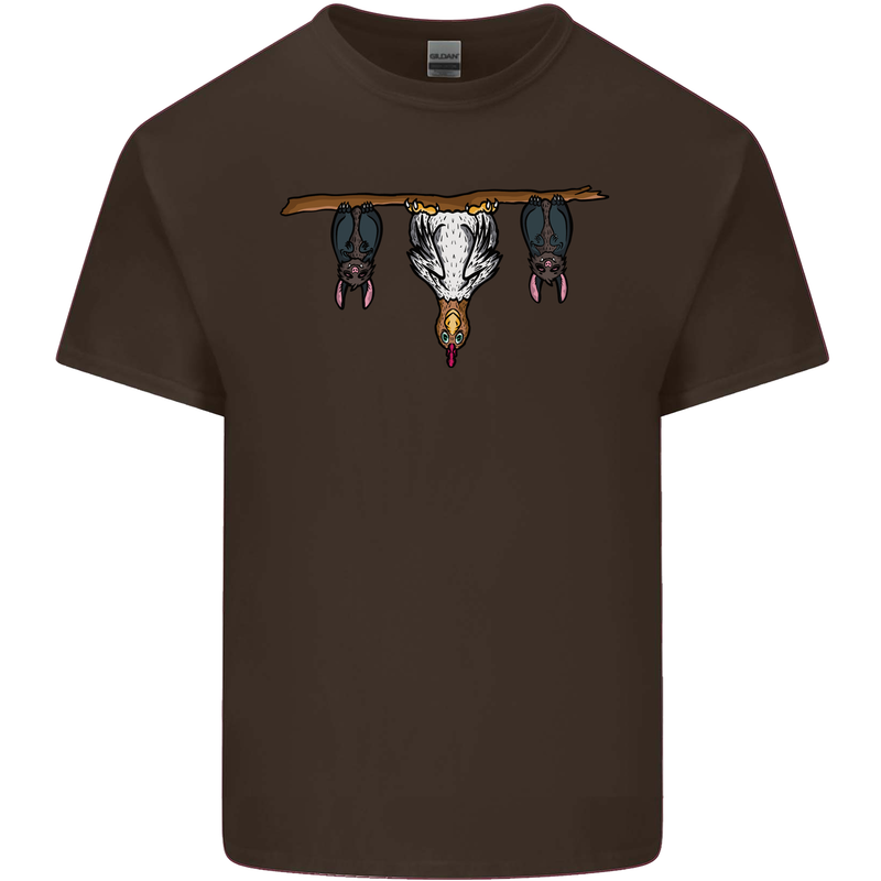 A Funny Chicken With Bats Mens Cotton T-Shirt Tee Top Dark Chocolate