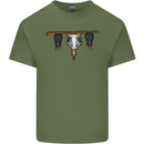 A Funny Chicken With Bats Mens Cotton T-Shirt Tee Top Military Green
