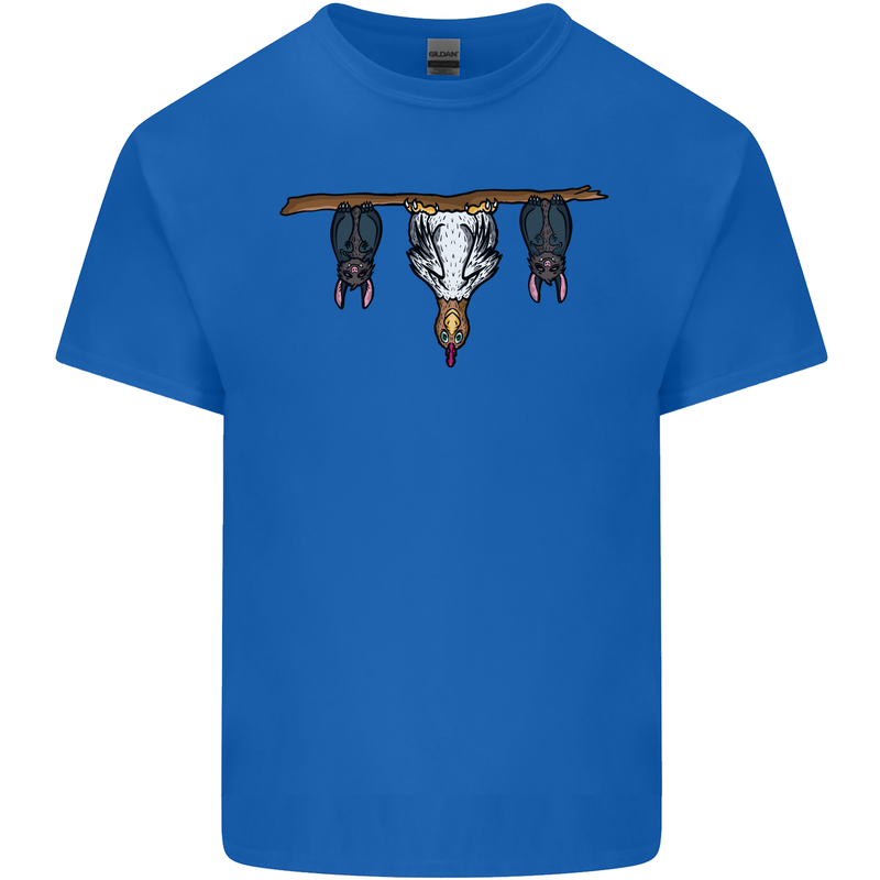 A Funny Chicken With Bats Mens Cotton T-Shirt Tee Top Royal Blue