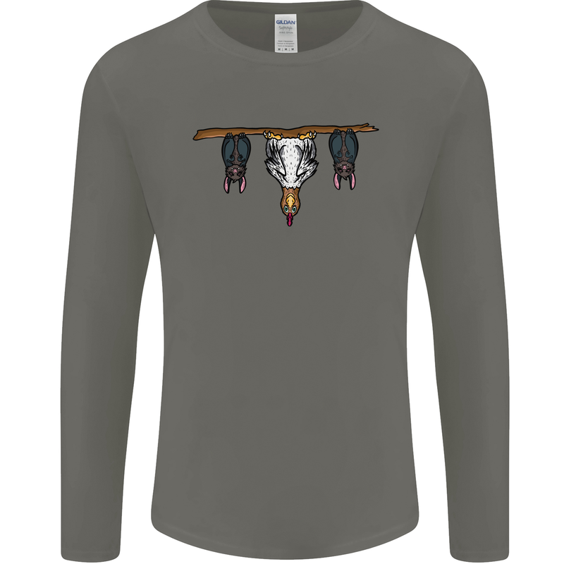 A Funny Chicken With Bats Mens Long Sleeve T-Shirt Charcoal