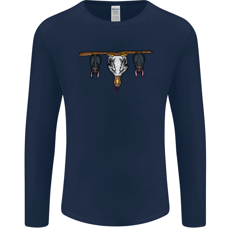 A Funny Chicken With Bats Mens Long Sleeve T-Shirt Navy Blue