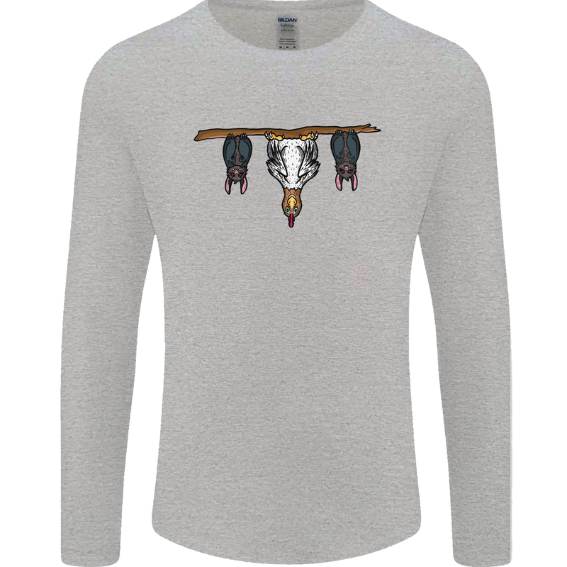 A Funny Chicken With Bats Mens Long Sleeve T-Shirt Sports Grey