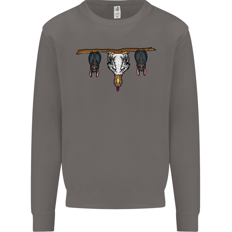 A Funny Chicken With Bats Mens Sweatshirt Jumper Charcoal