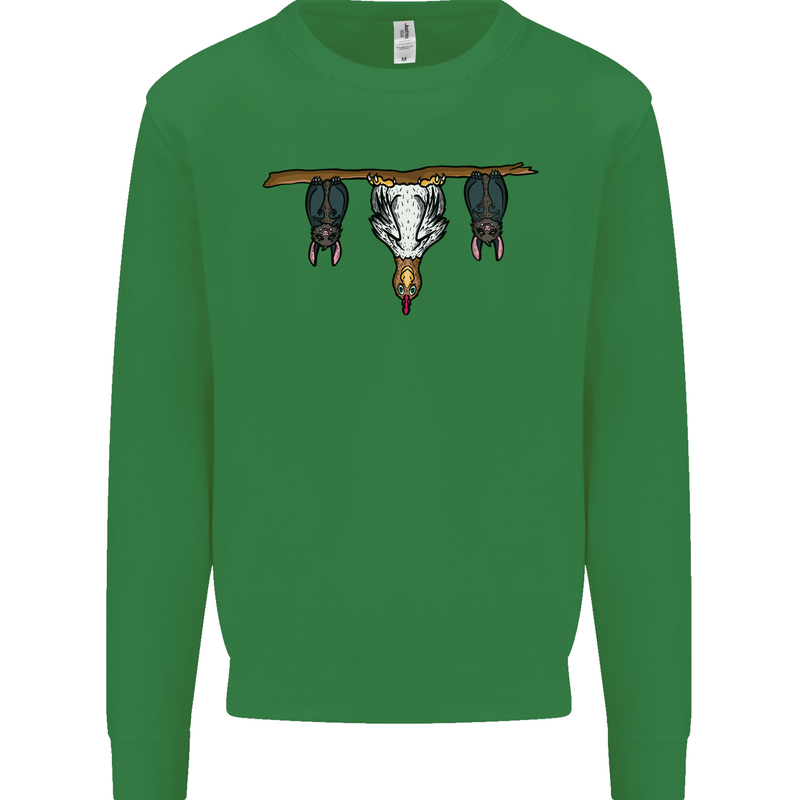 A Funny Chicken With Bats Mens Sweatshirt Jumper Irish Green