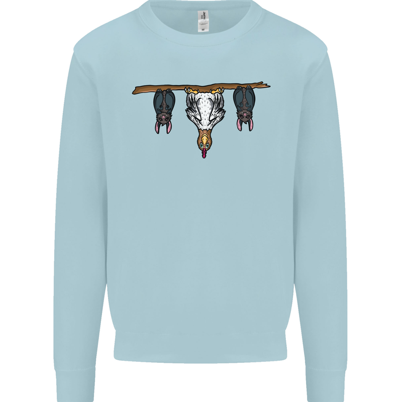 A Funny Chicken With Bats Mens Sweatshirt Jumper Light Blue