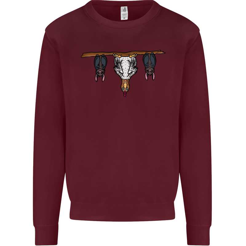A Funny Chicken With Bats Mens Sweatshirt Jumper Maroon