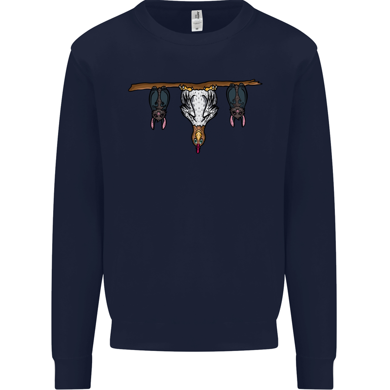 A Funny Chicken With Bats Mens Sweatshirt Jumper Navy Blue
