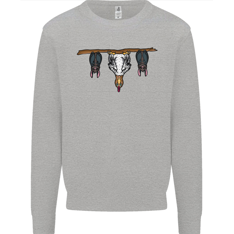 A Funny Chicken With Bats Mens Sweatshirt Jumper Sports Grey