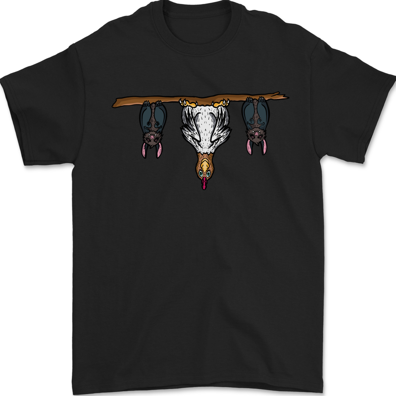 A Funny Chicken With Bats Mens T-Shirt 100% Cotton Black