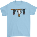 A Funny Chicken With Bats Mens T-Shirt 100% Cotton Light Blue