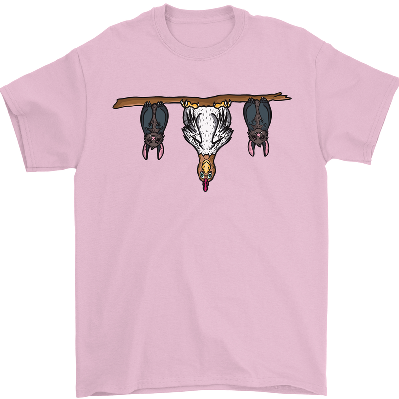 A Funny Chicken With Bats Mens T-Shirt 100% Cotton Light Pink