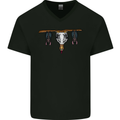 A Funny Chicken With Bats Mens V-Neck Cotton T-Shirt Black